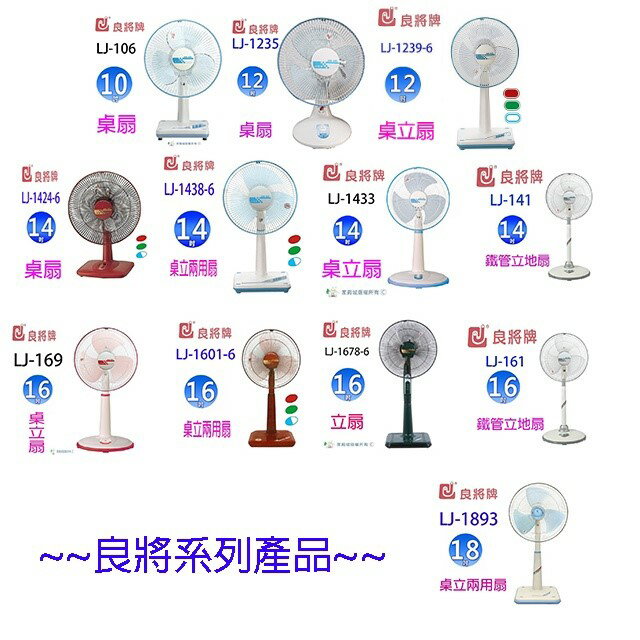 良將 LJ-161  16吋鐵管立地扇 9