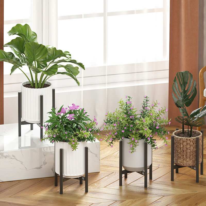 室內園藝花卉盆栽架 落地式金屬花盆架 現代簡約十字多層伸縮花架