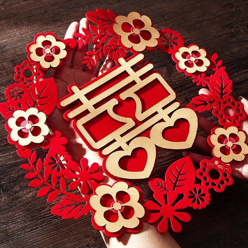 喜字結婚婚房裝飾大門貼紙房門窗花創意立體雙喜字貼婚慶用品