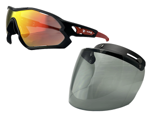 TPG流線型紅外線運動太陽眼鏡+安全帽防曬鏡片組合