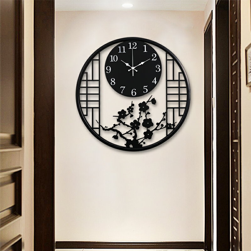 新中式掛鐘客廳家用時尚中國風掛墻時鐘掛表藝術裝飾簡約創意鐘表