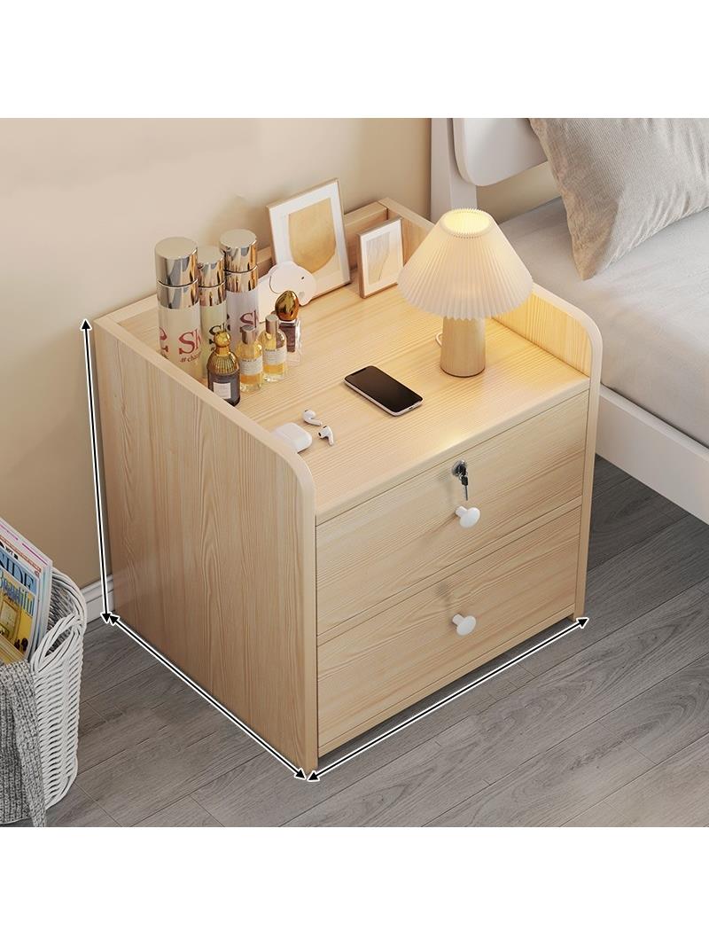 床頭柜現代簡約小型簡易家用收納帶鎖儲物柜置物架臥室床邊小柜子