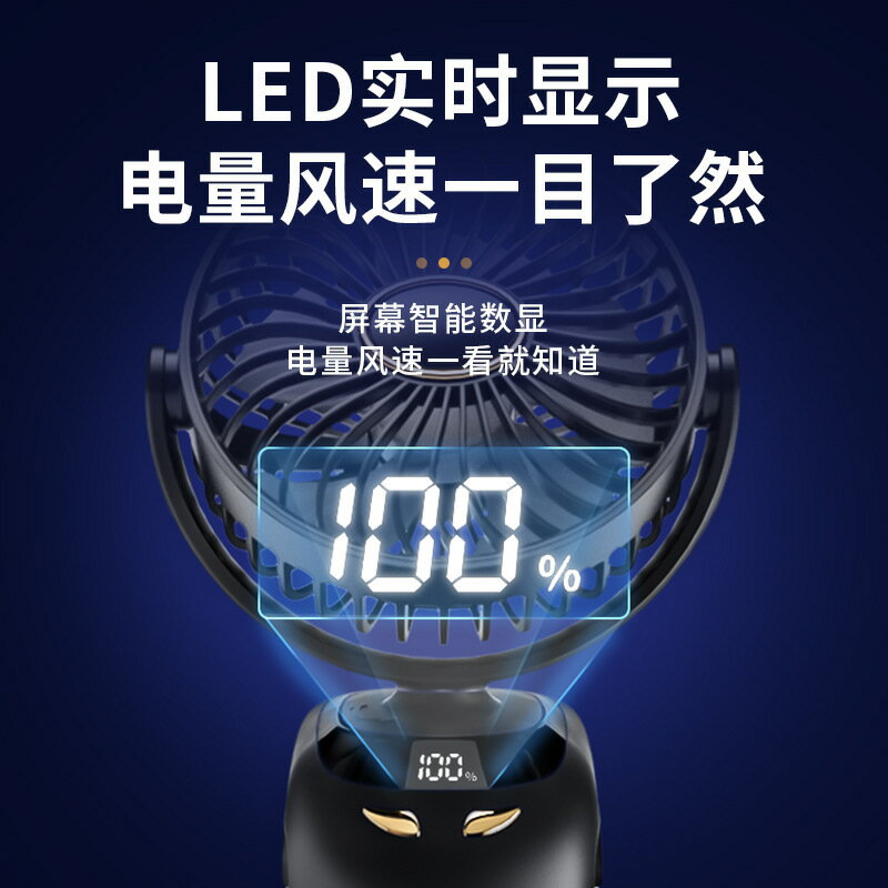 【含稅/免運】 夾子風扇數顯迷你便攜式充電桌面學生宿舍夜燈靜音小夾扇