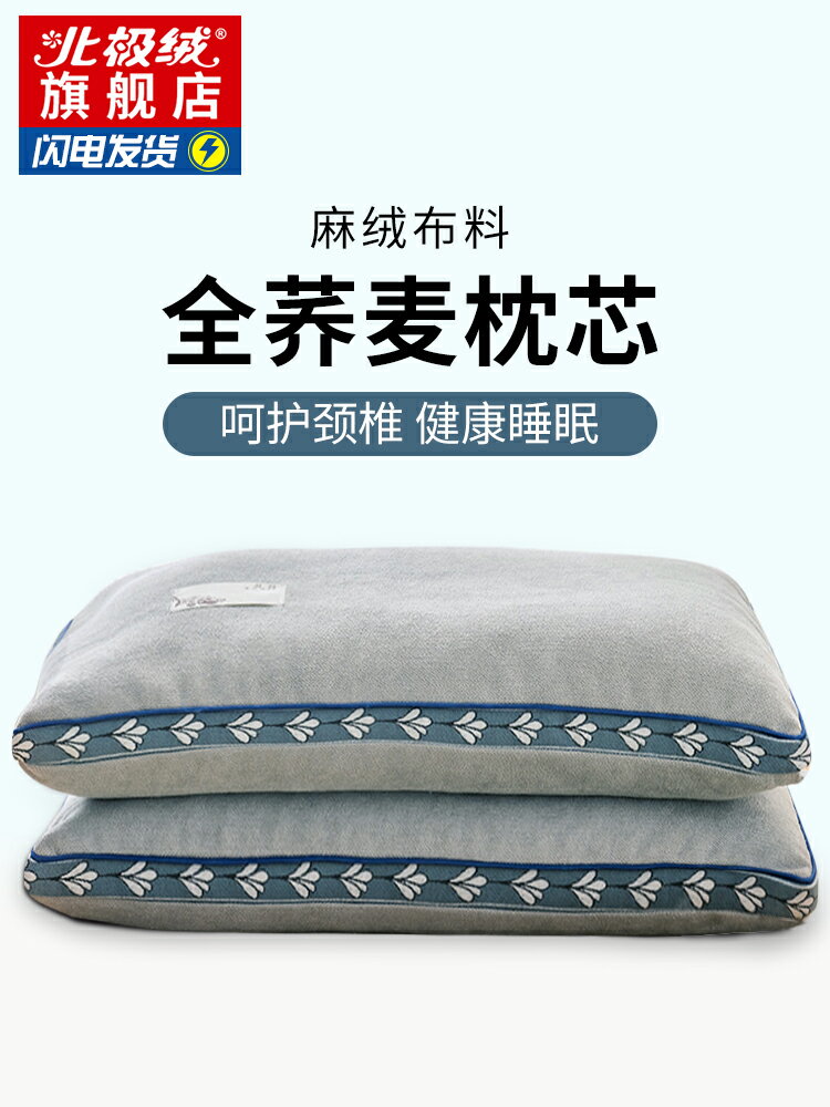 北極絨蕎麥枕頭睡覺專用夏季家用單人男女硬枕芯一對裝帶枕套整頭