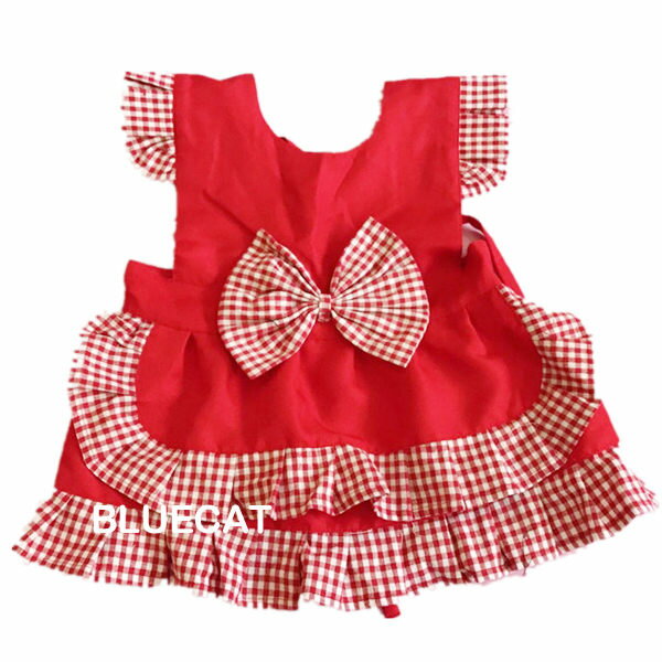 紅色格子公主 兒童圍裙【BlueCat】【JI2391】