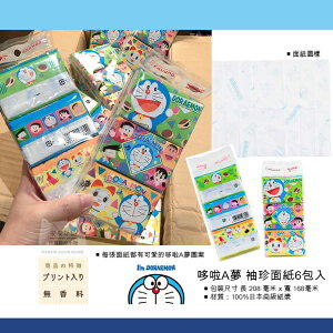 日本進口 哆啦A夢 袖珍面紙6包入 每張面紙上都有可愛的哆啦a夢 的圖案 I'm Doraemon袖珍面紙 紙質柔軟