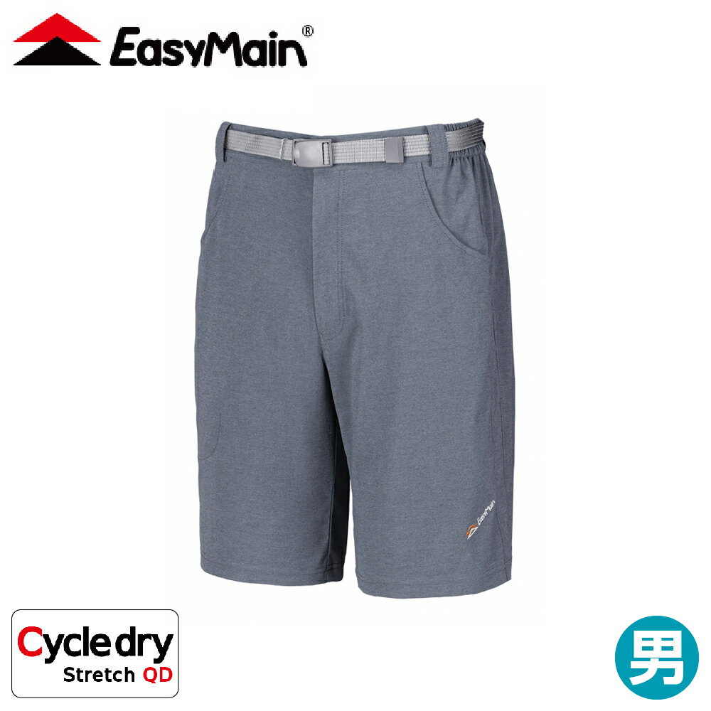 【EasyMain 衣力美 男 快乾彈性潑水六分褲《灰》】DE25401/機能排汗褲/運動休閒褲