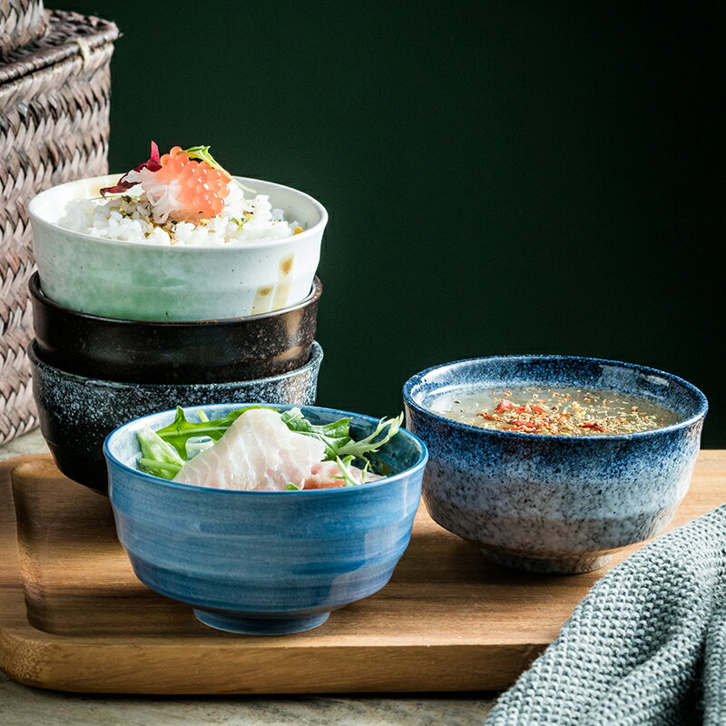 日式創意陶瓷米飯碗單個餐具碗復古湯面碗餐廳碗家用吃飯小碗