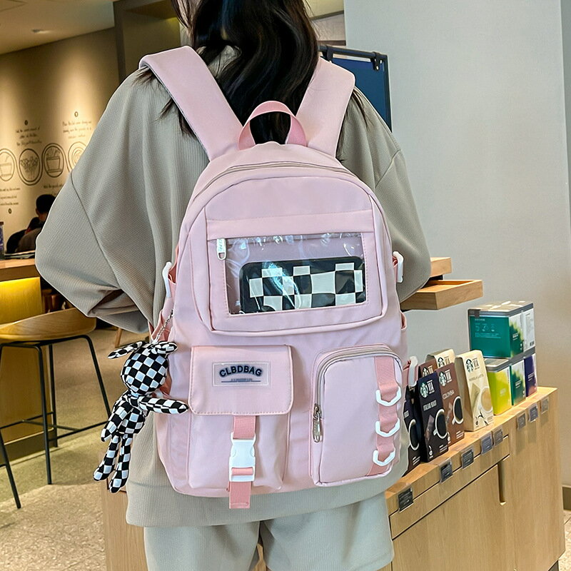 學生雙肩包韓版時尚學院風初高中校園書包大容量電腦背包一件代發204