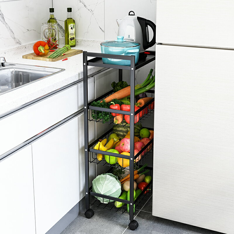 廚房夾縫置物架落地多層小推車果蔬菜架冰箱縫隙儲物收納架可移動