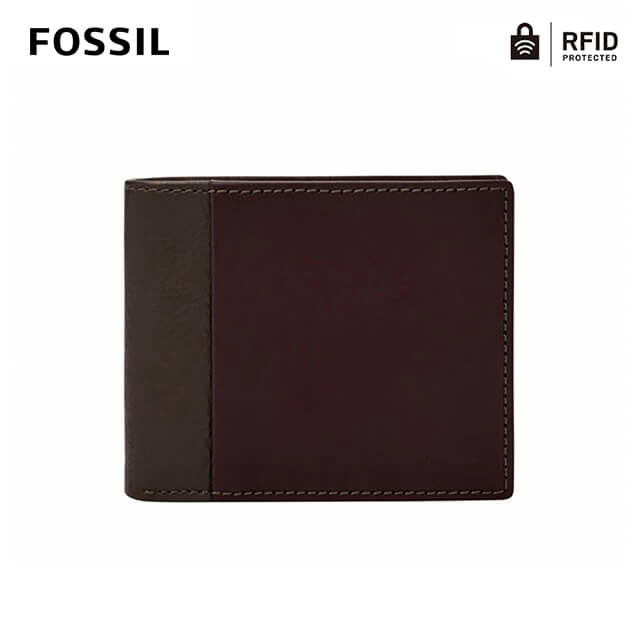 送禮首選★【FOSSIL】Ward 真皮帶翻轉證件格RFID皮夾 男 短夾-深咖啡x巧克力色 ML4163201【美國時尚品牌】 附防塵袋+提袋【全館滿額折價★FOSSIL全系列包夾送美妝蛋】