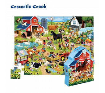 《美國 Crocodile Creek》博物館造型盒學習拼圖-生態農場 48片 東喬精品百貨