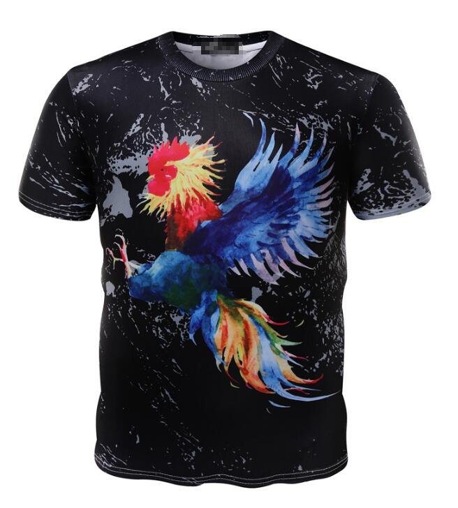 FINDSENSE Z1 日系 流行 男 時尚 3D炫彩 飛雞圖案 短袖T恤 特色短T