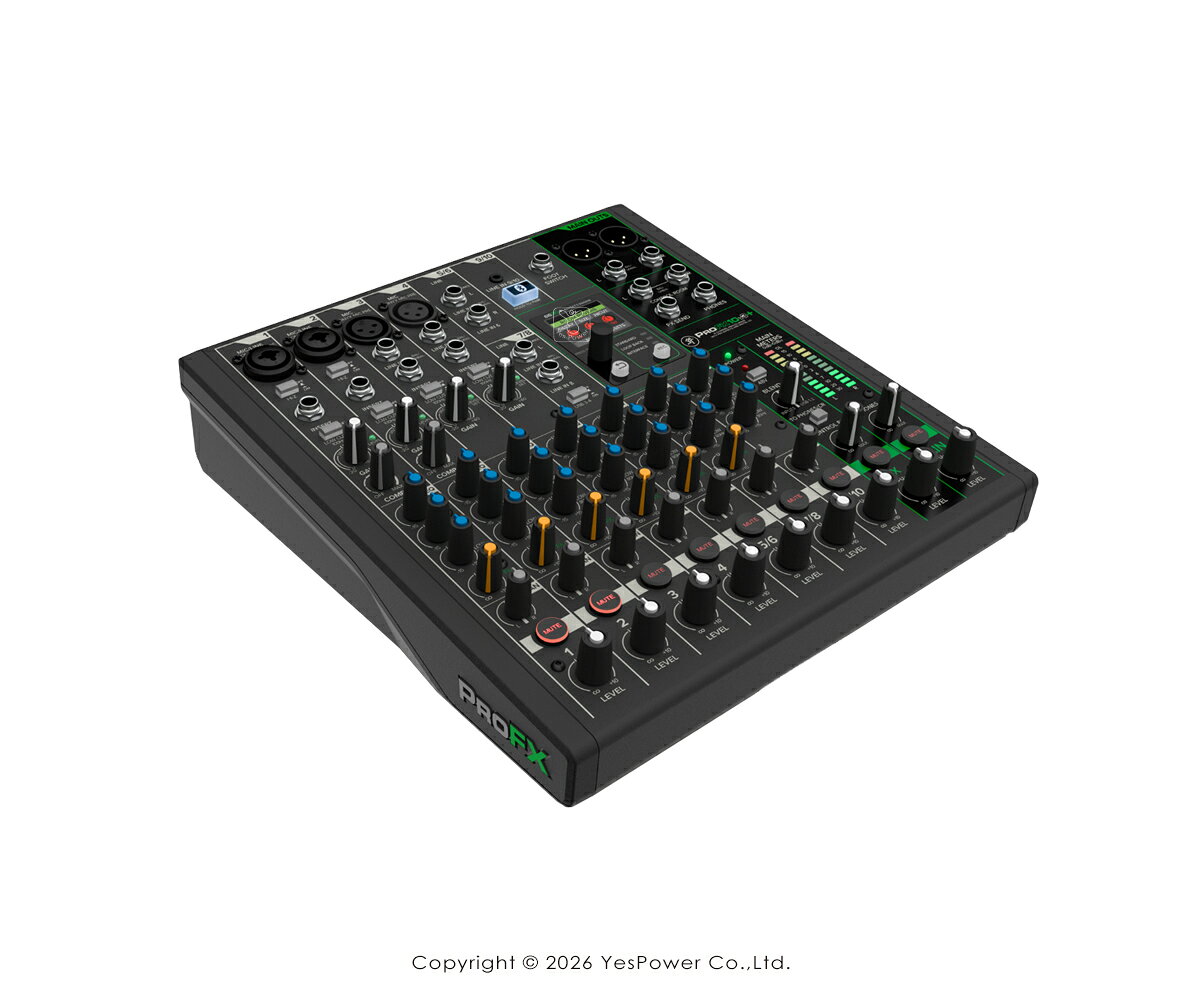Mackie ProFX10v3+ 10聲道類比混音器 具備增強型效果器、USB錄音模式及藍芽®功能