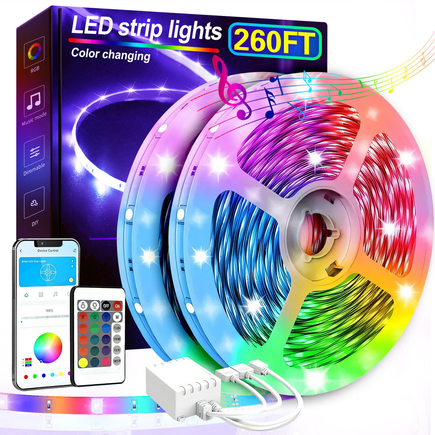 260ft Extra Long Power led Strip Lights rgb led Lights