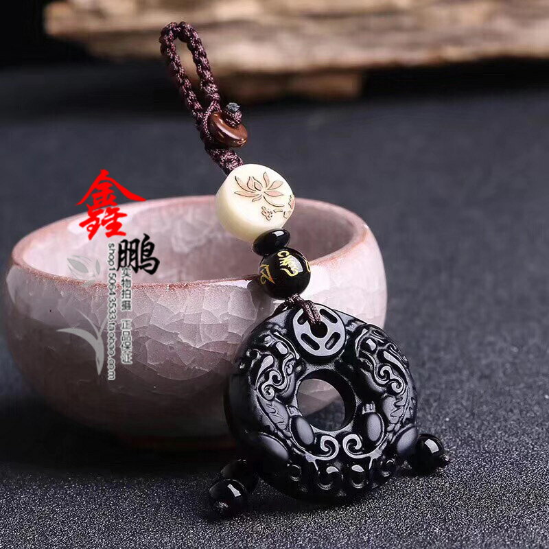 年汽車鑰匙扣磨砂黑曜石雙貔貅招財旺運辟邪吊墜鑰匙扣