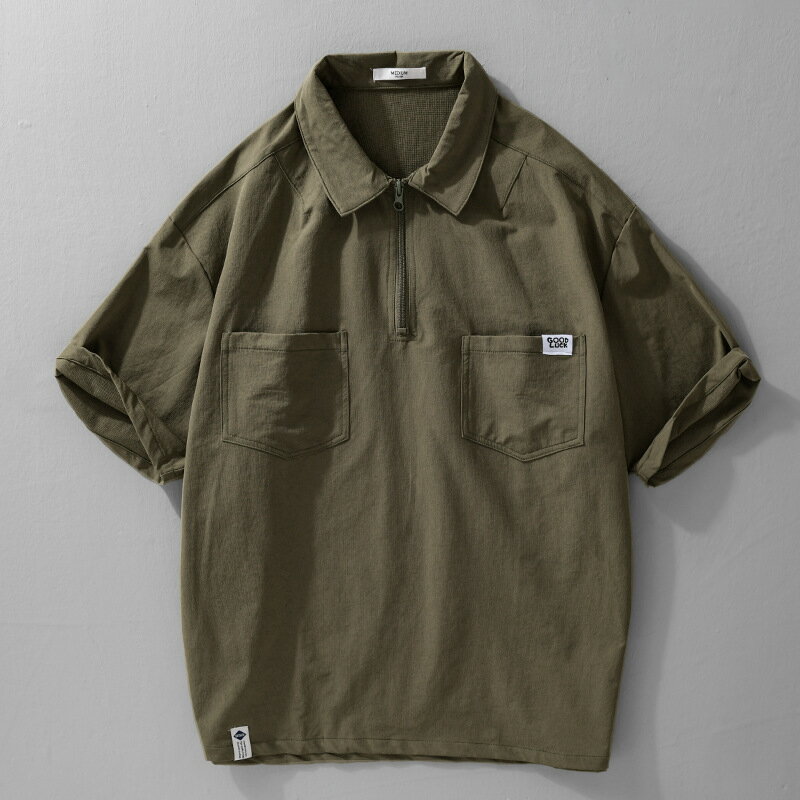 【巴黎精品】現貨+預購 男POLO衫短袖上衣寬鬆襯衫高爾夫球衫休閒男裝-復古系工裝潮流速乾男上衣5色a1kq86