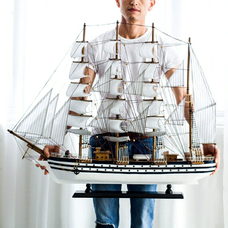 創意一帆風順帆船擺件船模型酒柜裝飾品木制工藝品客廳家居輕奢禮