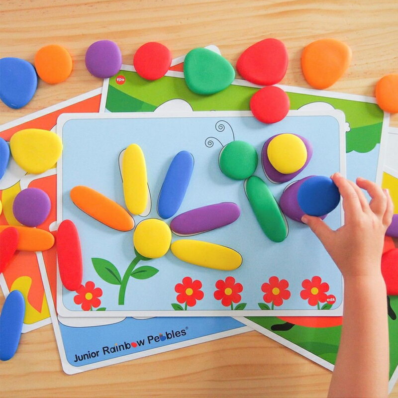 彩虹鵝卵石積木大顆粒益智拼搭兒童想象力玩具華福德早教幼兒園