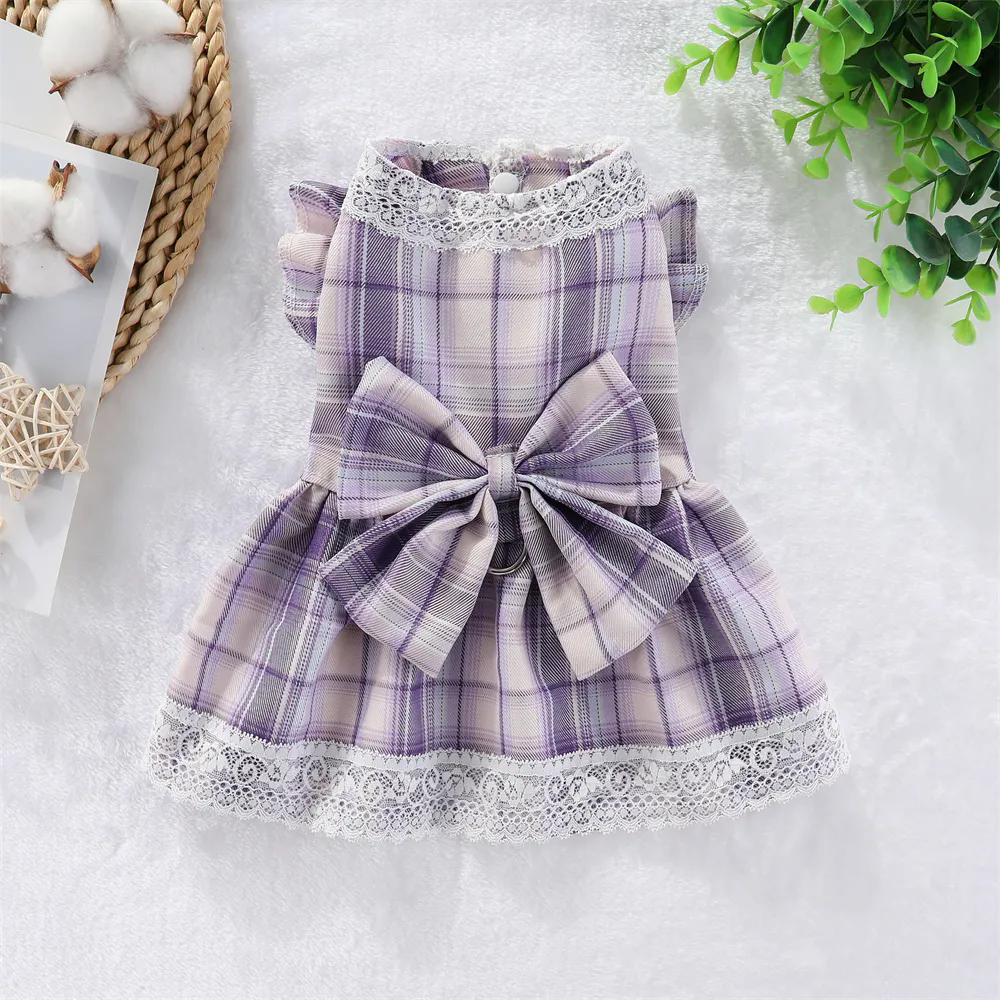 寵物衣服 寵物jk裙 薄款狗狗衣服 中小型犬裙子 泰迪比熊夏裝 貓咪衣服 可牽引 蝴蝶結寵物服飾【不二雜貨】