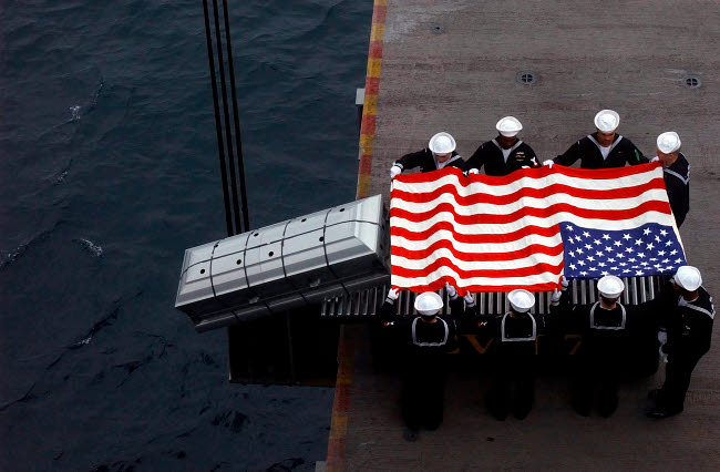 Posterazzi: Burial At Sea Ceremony onboard aircraft carrier USS Harry S ...