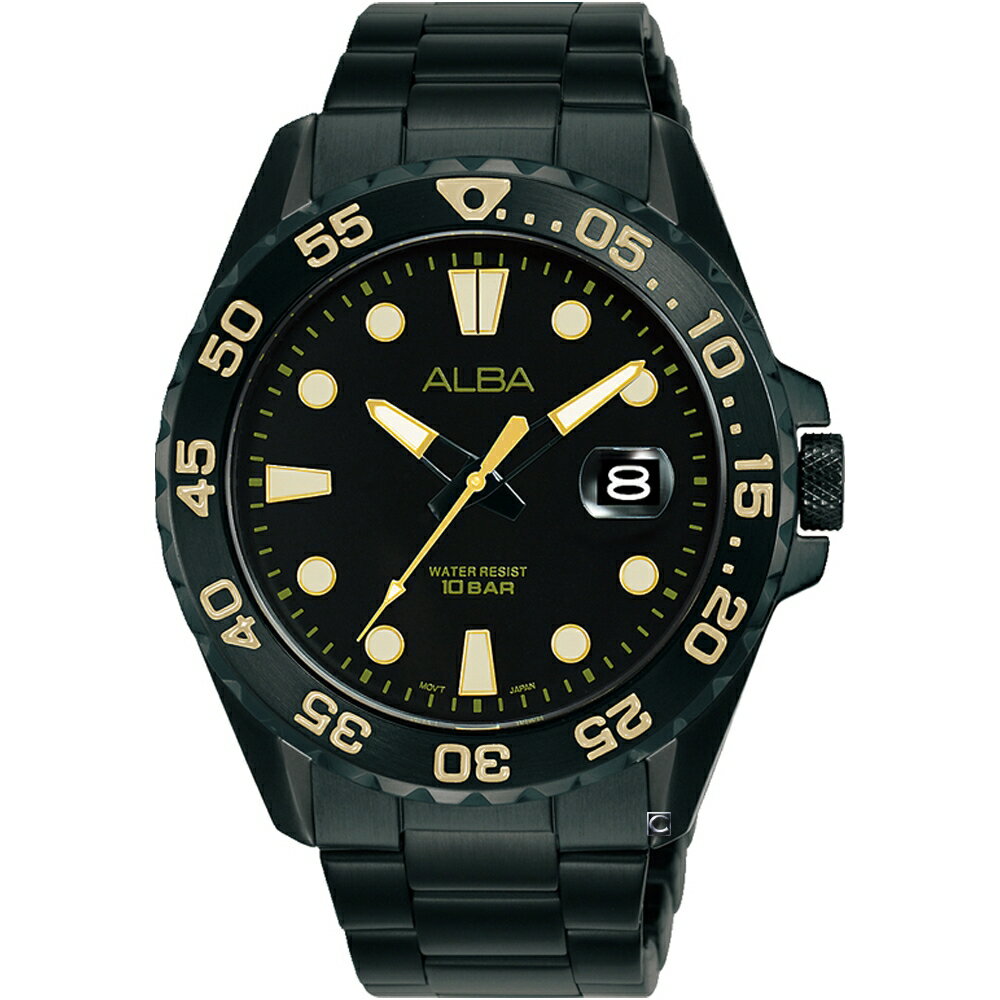 ALBA 雅柏錶 潛水風格時尚男錶 VJ42-X322SD(AS9N23X1)-43mm-黑面鋼帶【刷卡回饋 分期0利率】【APP下單22%點數回饋】