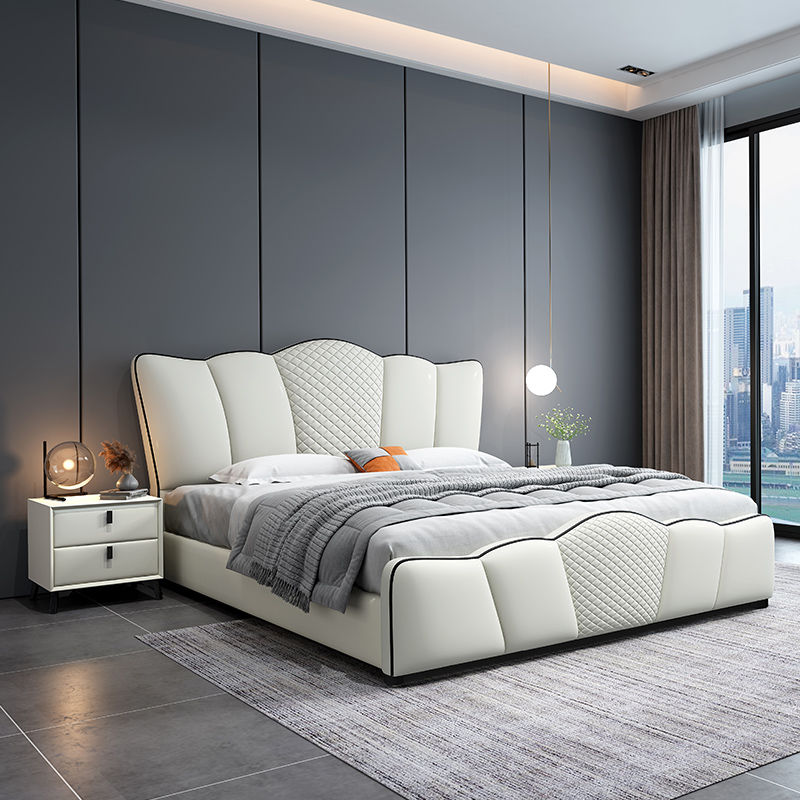 優樂悅~意式極簡真皮床現代主臥室簡約輕奢北歐雙人大床1.5m儲物皮藝軟床