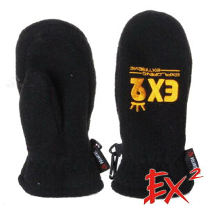 【 EX2 】童刷毛保暖連指手套『黑』852401