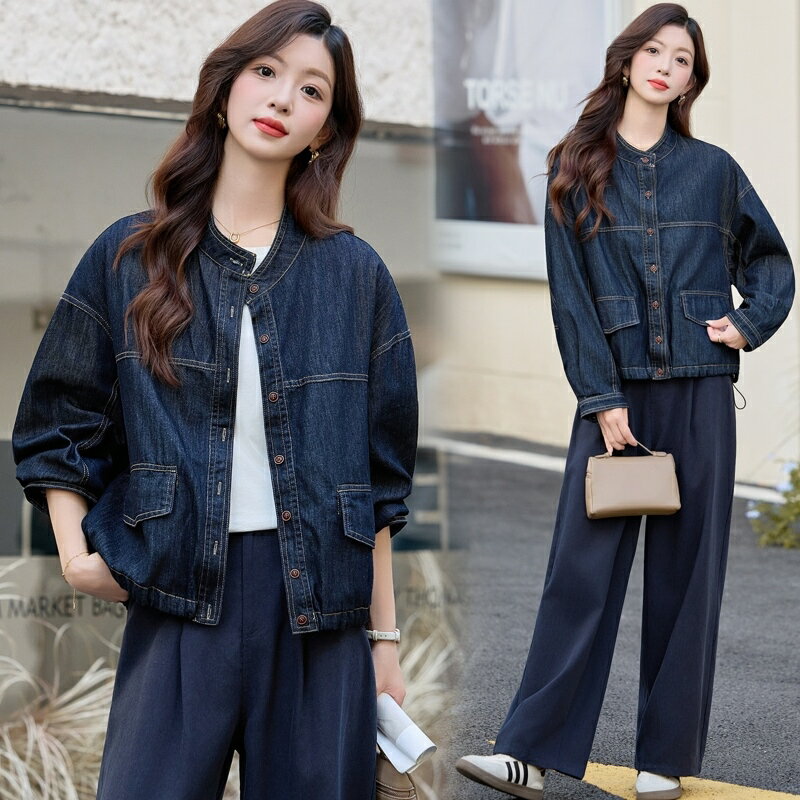 【巴黎精品】現貨+預購 韓風牛仔外套經典丹寧夾克牛仔襯衫大碼休閒女裝-經典襯式牛仔女外套a1ln35