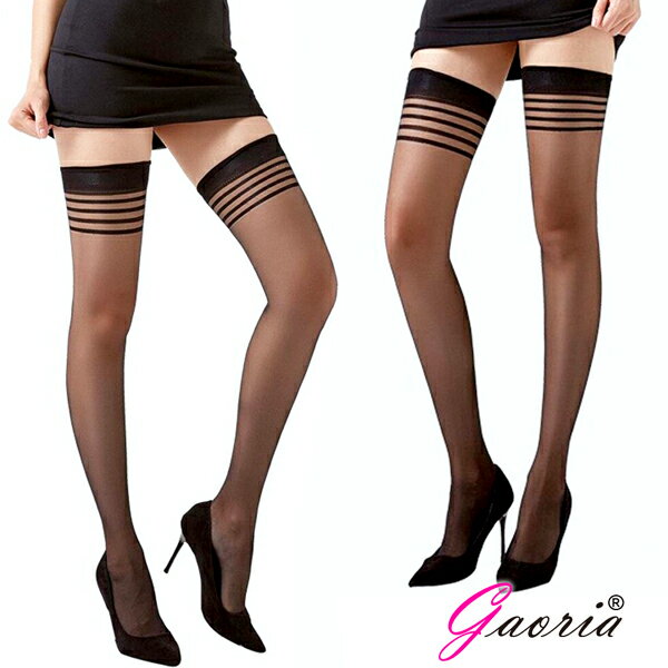 Gaoria 女士透膚膝上 條紋大腿襪 女性情趣絲襪 情趣用品