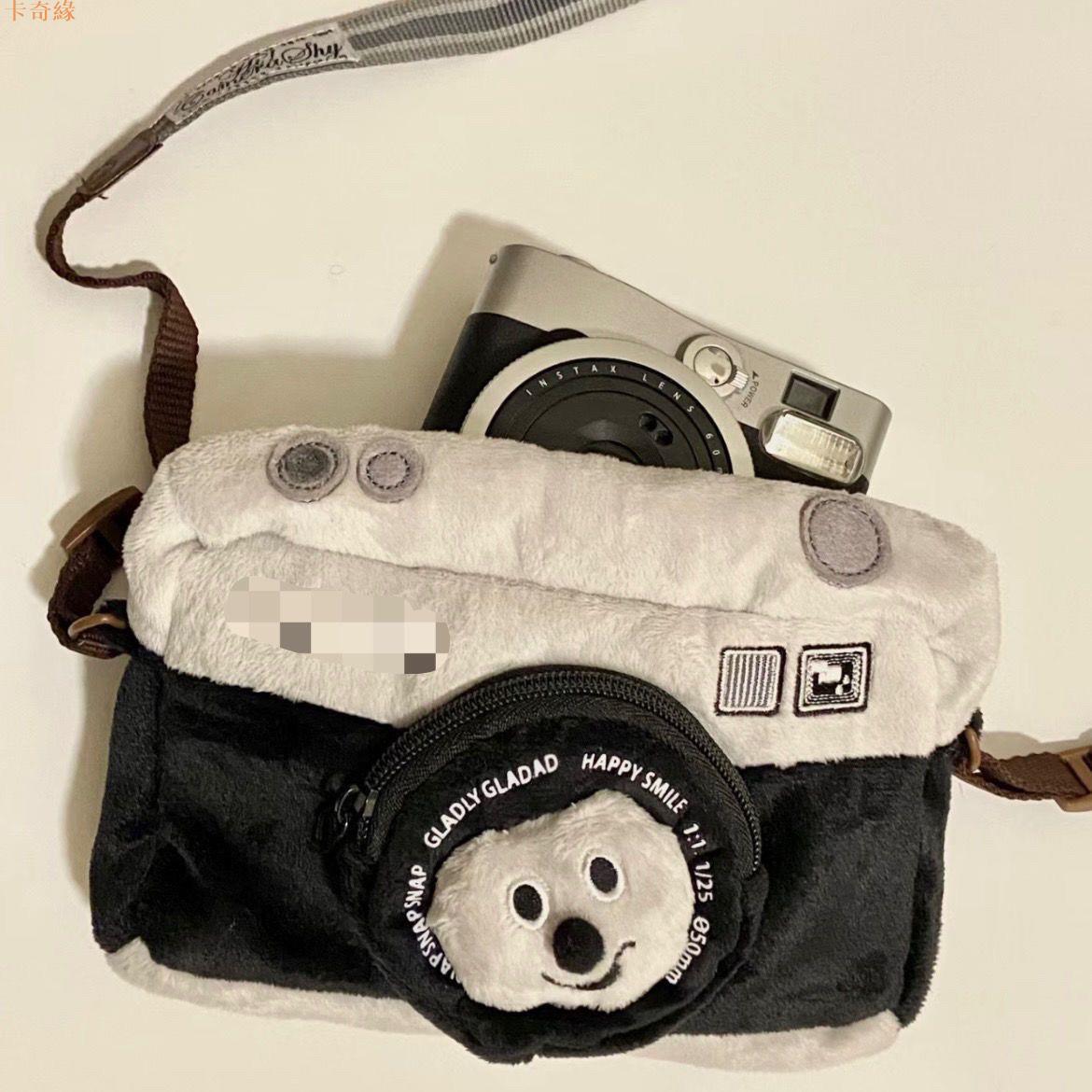 相機包可愛卡通相機包防摔笑臉毛絨復古相機造型斜挎包手機包ccd相機包