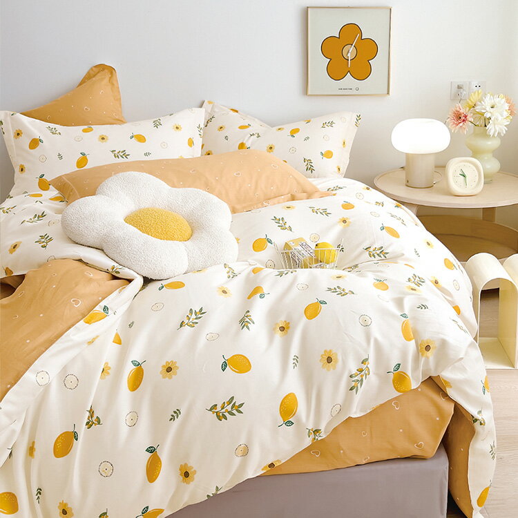 床包枕套組-單人/雙人/加大 / 精梳純棉 / 向暘檸日 台灣製 1