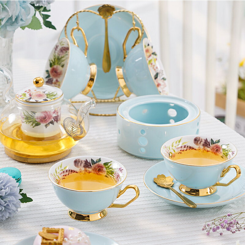 歐式田園風陶瓷玻璃花茶具套裝客廳高檔下午茶茶具水果茶壺帶過濾