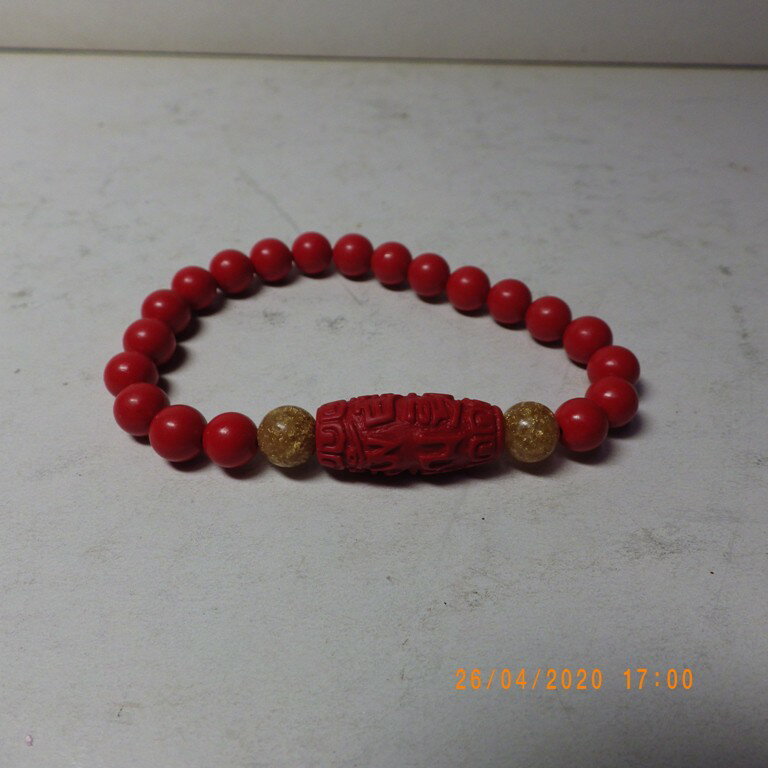 臺灣天然硃砂手鍊手串 8mm六字長筒***品質保證