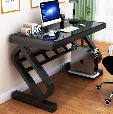 尺寸可定製電腦桌颱式家用帶鍵盤託辦公桌臥室簡約書桌鋼化玻璃書桌經濟型