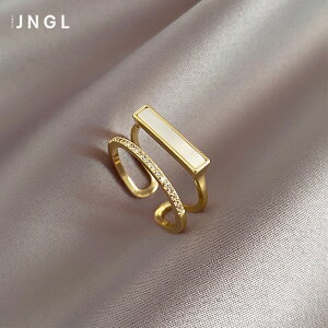 晶蕾輕奢貝殼開口戒指女小眾設計日韓時尚個性戒子冷淡風食指指環