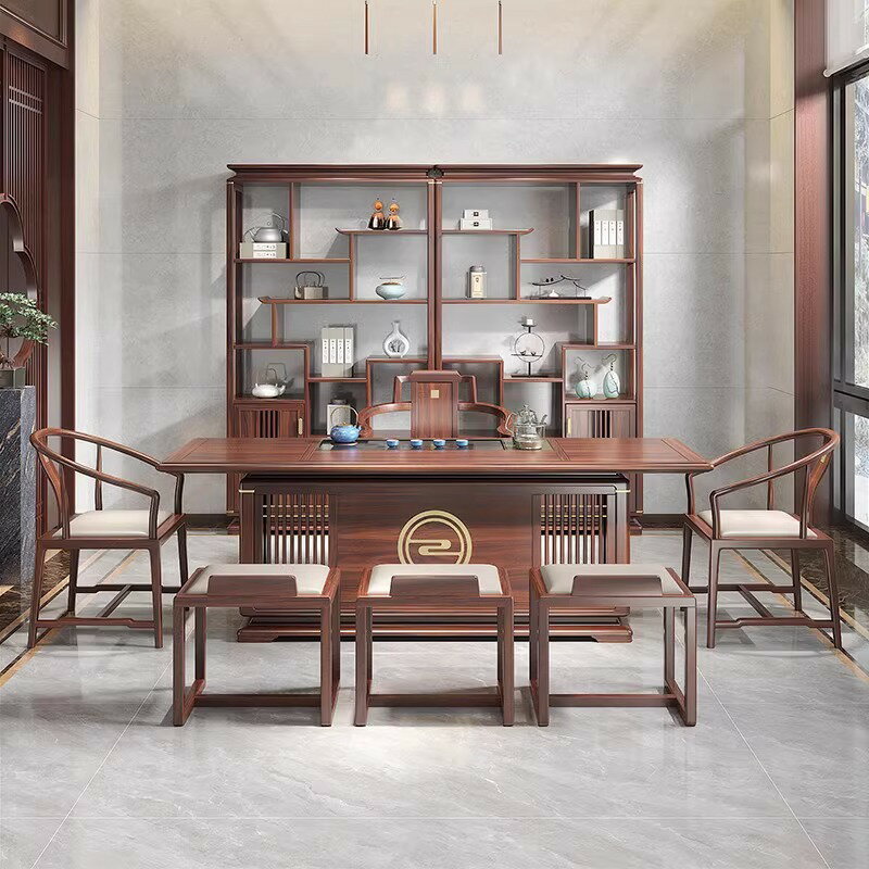 新中式茶桌烏金木全實木泡茶臺辦公室茶室家用功夫茶臺茶水茶桌