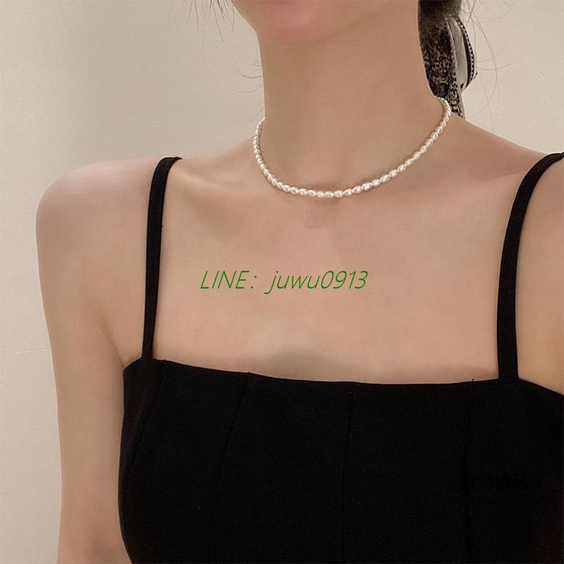 法式高階感配飾天然淡水小珍珠項鍊女鎖骨鍊輕奢小眾設計感頸鍊女【聚物優品】
