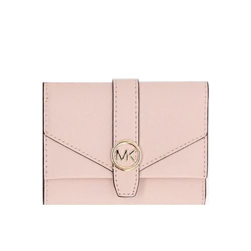 MICHAEL KORS 防刮牛皮三摺皮夾 皮夾 短夾 錢包 M04923 粉色MK(現貨)▶指定Outlet商品5折起☆現貨【送禮首選★APP下單點數4倍送】