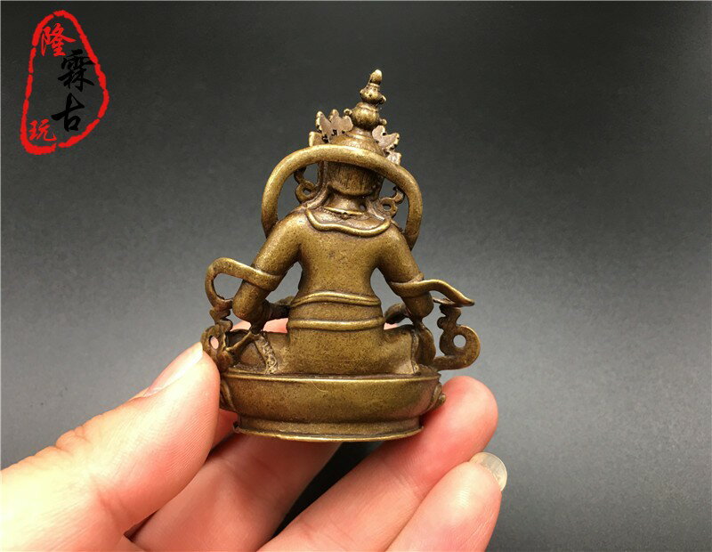 古玩銅器密宗銅佛像黃財神小擺件黃銅仿古微雕老銅像藏佛像銅雕件