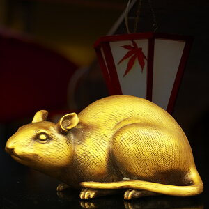 純銅鼠擺件家居客廳本命年轉運生肖黃銅十二生肖老鼠裝飾工藝