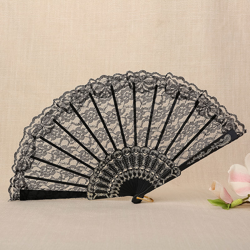 扇子蕾絲扇網紅扇摺扇折疊扇女士扇子旗袍扇中國風扇手拿拍照道具