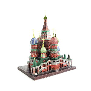 拼酷彩色版金屬DIY建筑拼裝模型3D立體免膠拼圖華西里大教堂
