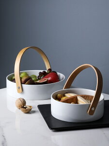 水果盤小精致果盤創意現代客廳家用網紅可愛分格糖果盤陶瓷干果盤