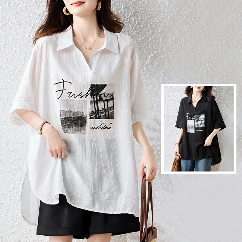 ＊ORead＊韓版印花半袖T恤上衣(2色L~5XL)