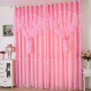 熱賣蕾絲風繡花窗紗雙層成品全遮光窗簾定制客廳臥室飄窗簡約現代