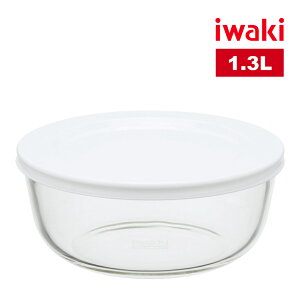 【iwaki】日本品牌耐熱玻璃附蓋微波調理碗 1.3L-KBT4160-W1