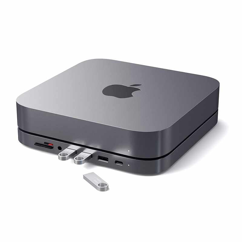 Satechi Type-C鋁製集線器 SD讀卡器 USB3.0 耳機插孔 兼容2020 & 2018 Mac Mini [2美國直購]