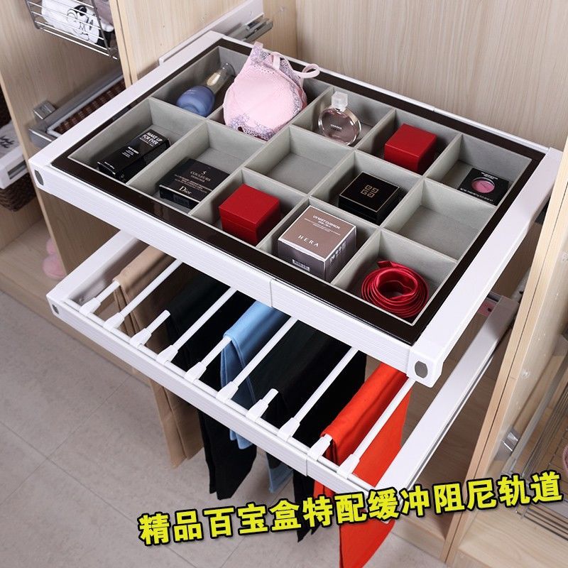 免運 衣架 褲架 服裝店衣架 衣櫃絨布收納飾品手鐲項鏈盒分類伸縮推拉褲架配套衣帽間五金配件特惠/開立發票 全館八折 特價出 工廠現貨