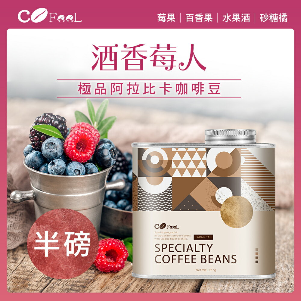 CoFeel 凱飛鮮烘豆衣索比亞酒香莓人日曬G1淺中烘焙咖啡豆氣閥式豆罐裝半磅(MO0134)